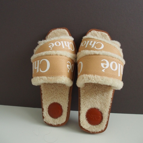 Chloe Woody Shearling Slide Size 39W - Picture 3 of 10
